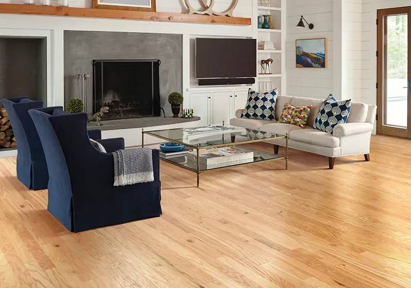 Hardwood flooring in living room | Carpet Warehouse